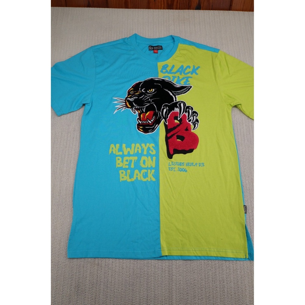 Black Pike Shirt Mens Extra Large Blue Green Velvet Panther Hip Hop Streetwear